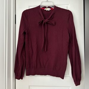 Boden Burgundy/Wine Tie Neck Sweater